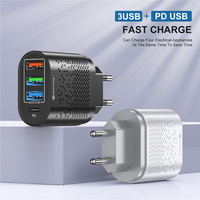 USLION 4 Port USB-C ładowarka 48W kabel USB do ładowania dla iPhone 12 Pro Max Macbook Xiaomi PD typu C ładowarek ściennych ładowarka USB 2